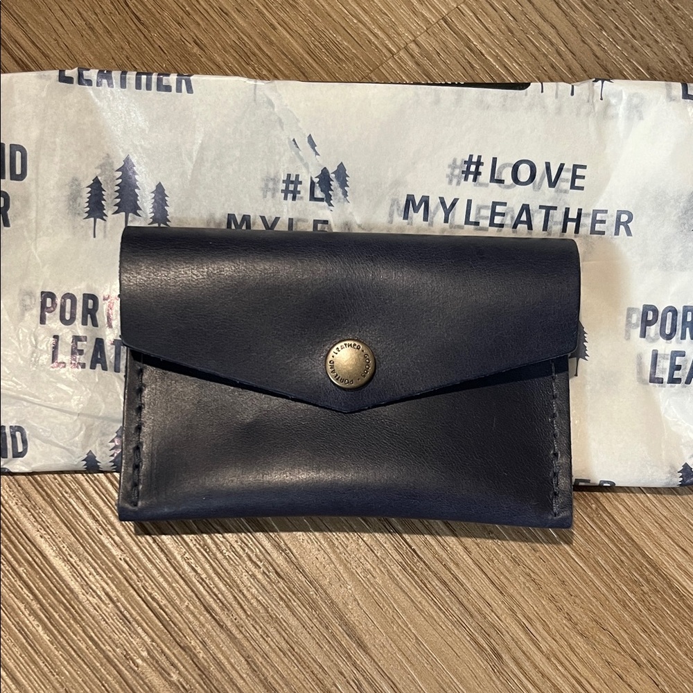 Navy Leather Envelope Wallet